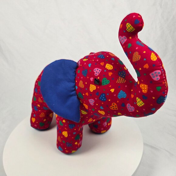 Abstract heart art Elephant Handmade Plush Animal Nursery Toy Decor 12" Tall - Picture 5 of 7
